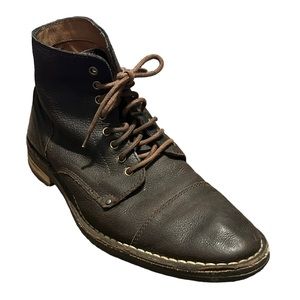 COLE HAAN Men's Dark Brown Leather Lace Up Vintage Style Chukka Boots-Size 7